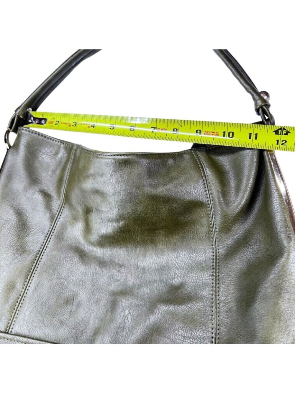 Charming Charlie Womens Green Hobo Handbag Shoulder Bag Purse Striped Lining - Picture 14 of 14